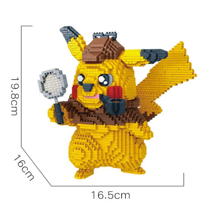Detective Pikachu building block model (15cm x 15cm x 15cm)